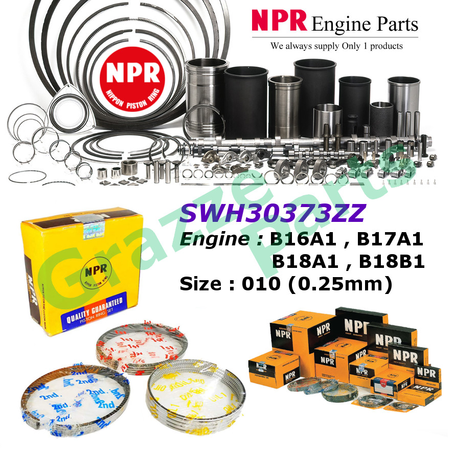 NPR Piston Ring Set 010 (0.25mm) SWH30373ZZ Honda Civic SO4 SR4 EK EG Integra DA B16A 1.6 B17A 1.7 B18A1 B18B 1.8 TC DOHC (81.0mm)
