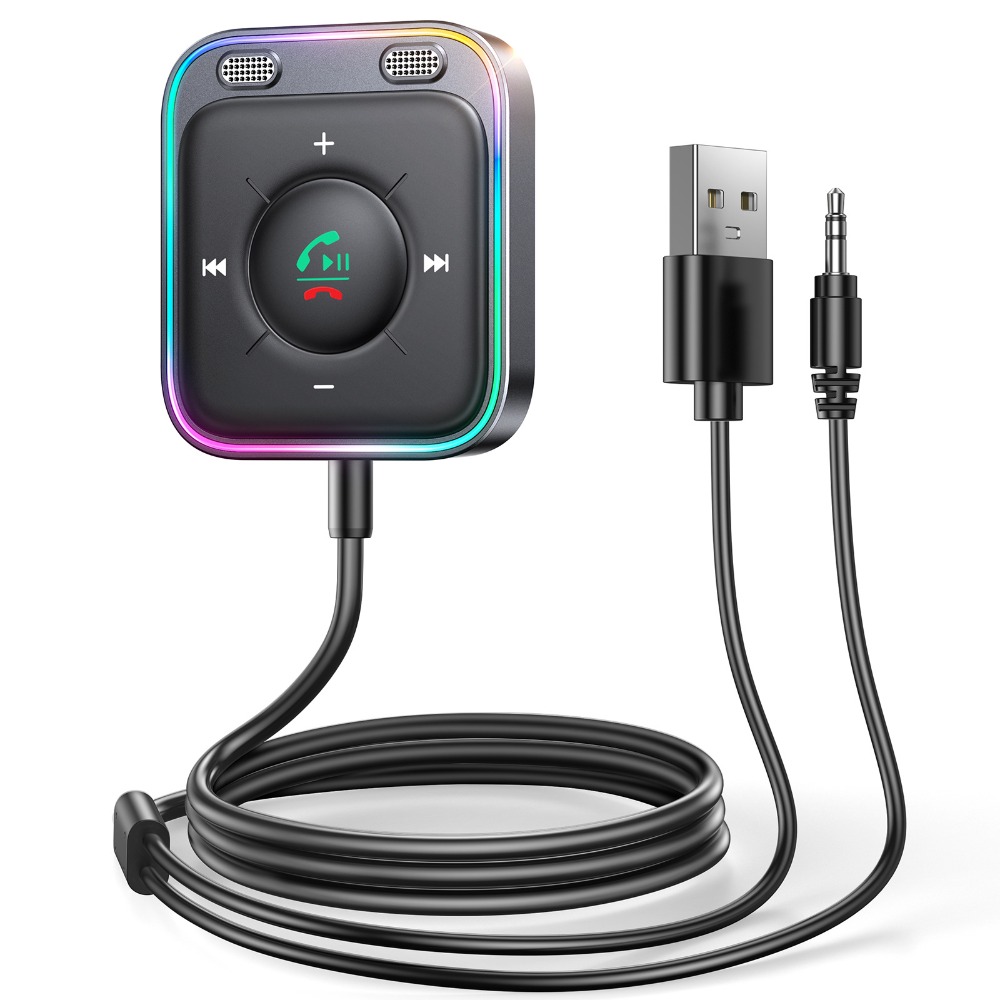 Okdeals Tăng Cường Kép mics ENC khử tiếng ồn AUX Adapter hệ thống âm thanh stereo ô tô Bộ Dụng Cụ Bluetooth 5.3 Bộ chuyển đổi sạc cho xe hơi Máy thu không dây Bluetooth