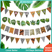 Jungle Safari Animal Stripe Flag Bunting for Birthday Party