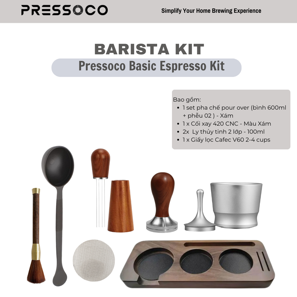 Bộ Dụng Cụ Tiện Ích Pha Chế Barista Kit | PRESSOCO Basic Espresso Kit