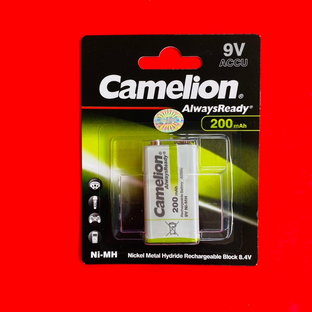 Vỉ 1 viên pin sạc vuông 9V 200mah Camelion thông minh màu trắng xanh Pin - VPP Bảo An