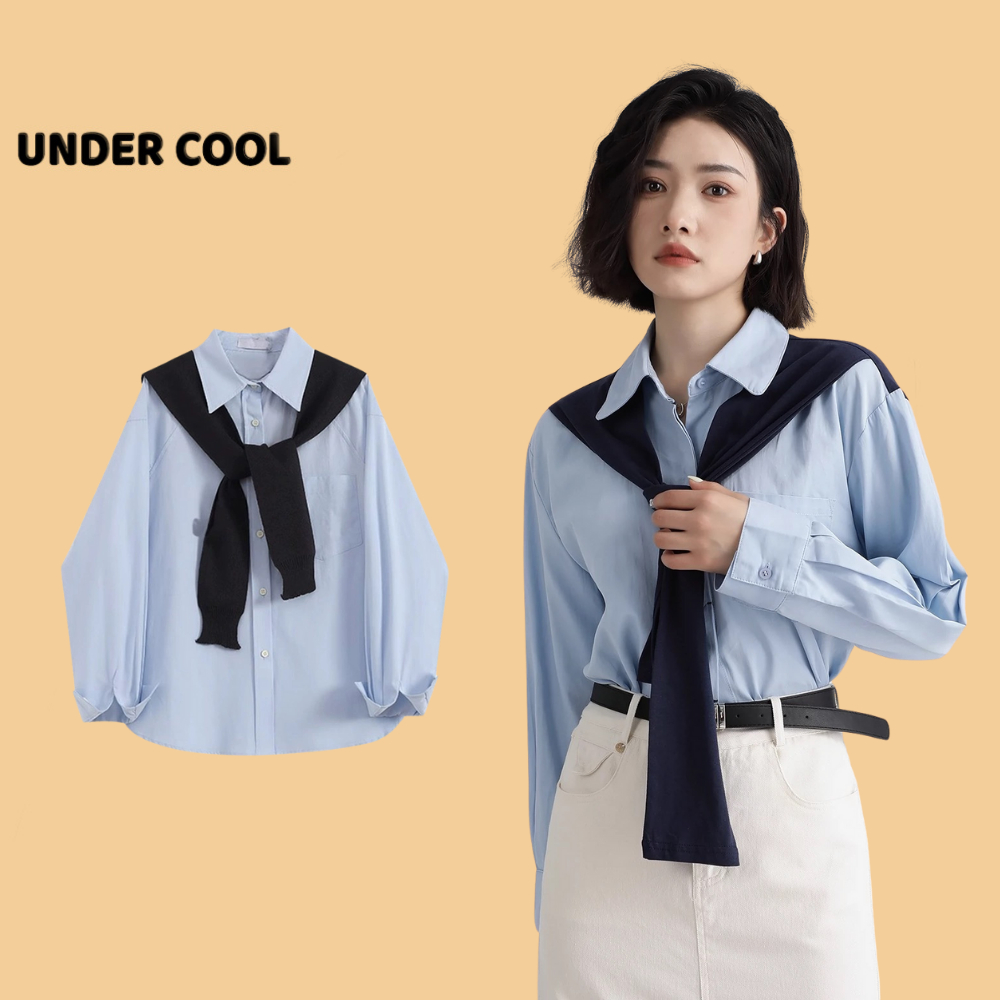 Áo Sơ Mi Phối Khăn Buộc UNDERCOOL Phong Cách Hàn Quốc 4 Màu
