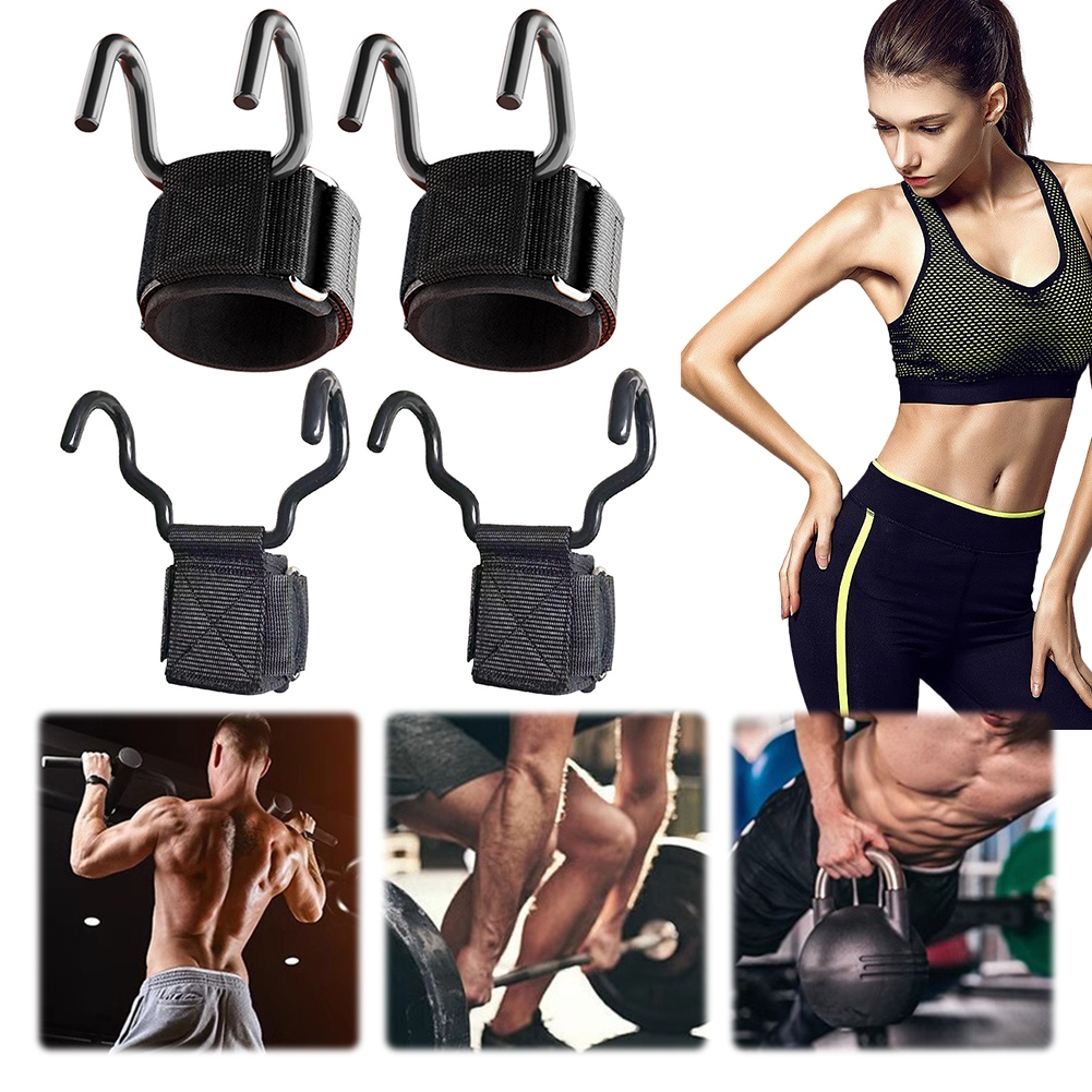 Nâng tạ móc Deadlift Dây đai chịu lực cao nâng tạ Grips PowerLifting hỗ trợ Hooks Dây đai cho thể hình