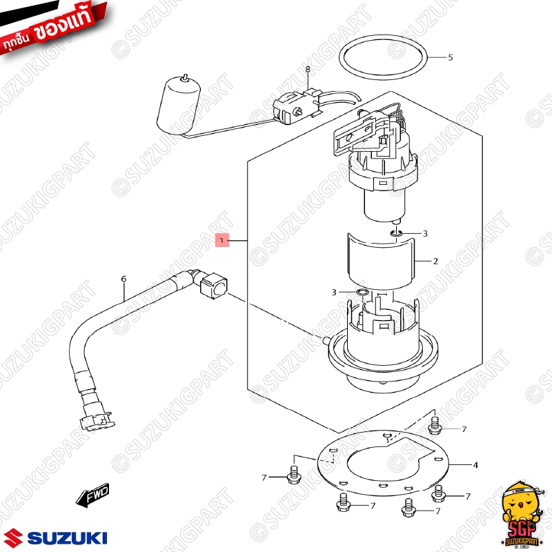 ชุดปั๊มน้ำมันเชื้อเพลิง PUMP ASSY, FUEL แท้ Suzuki V-Strom SX 250 / GIXXER 250 ราคา 22,049 บาท*ส่งฟรี