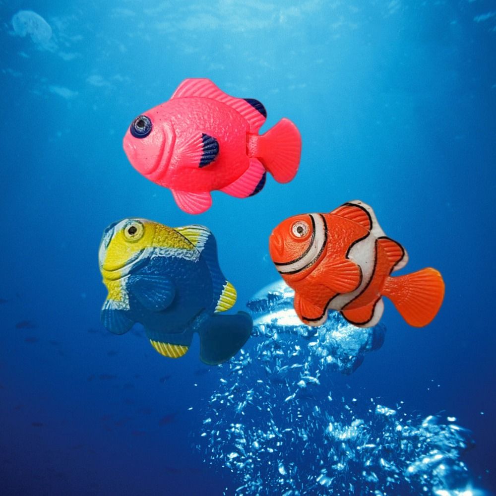 ZHOUMOI 5pcs Decorative Artificial Clownfish Plastic Simulation Floating Fishes Simulation Goldfish Random Color Simulation Ocean Tropical Fish Aquarium
