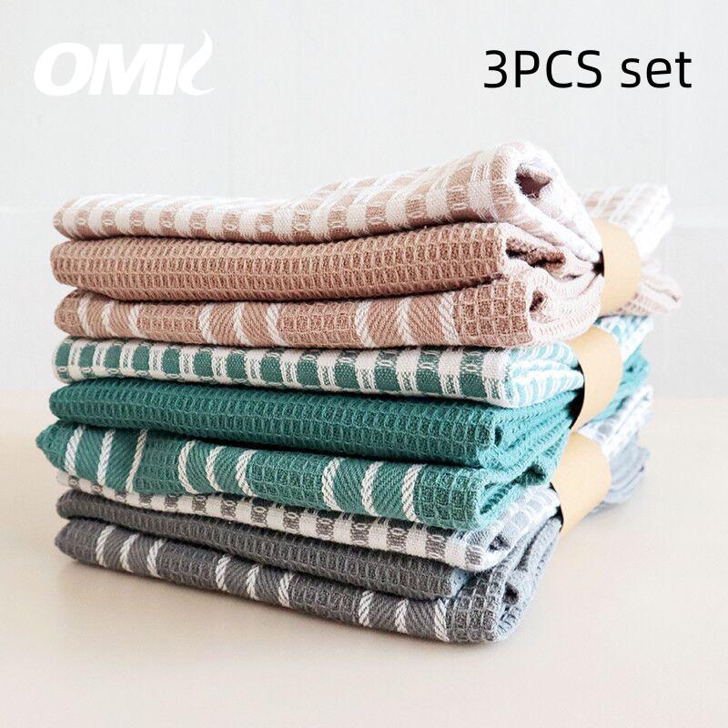 OMK 3pcs set 45*65 Cotton Kitchen Wipes dishcloth serviette Placemats Coasters