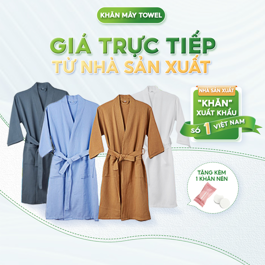 Áo choàng tắm áo choàng tắm nữ áo choàng đi biển Cotton Khách Sạn Spa Cao Cấp