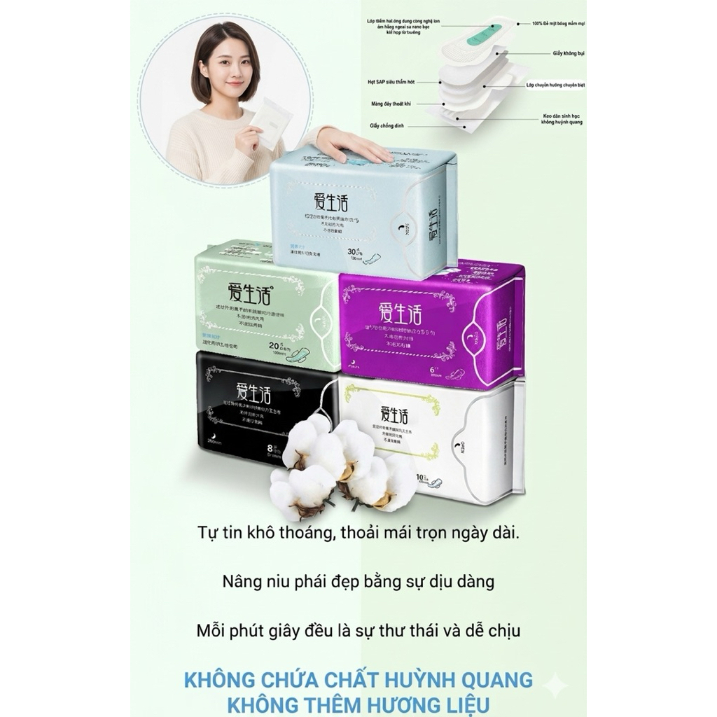 Băng vệ sinh Greenleaf công nghệ ion sinh học, không huỳnh quang