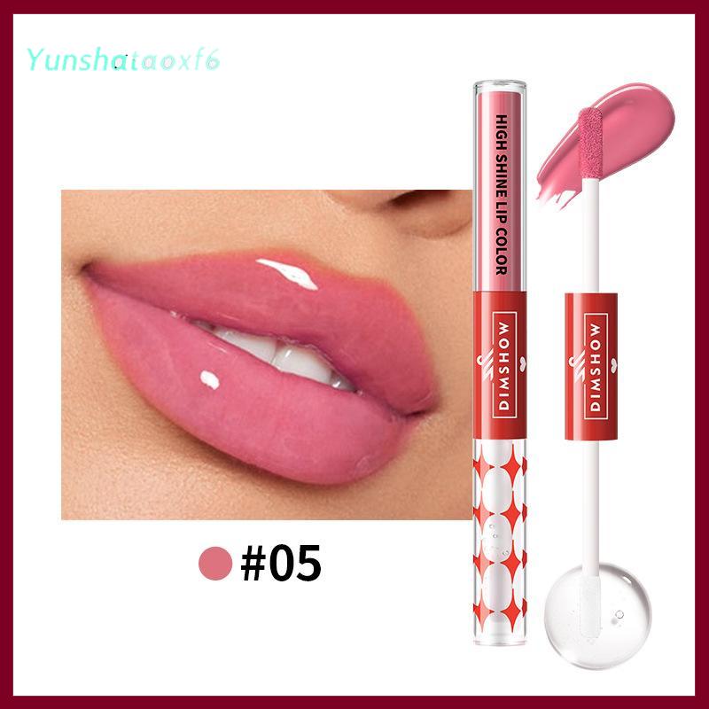 yunshataoxf Hai đầu dưỡng ẩm gương son bóng, lâu dài và không thấm nước nhung son môi, Màu vẽ không Smudge không dính cup - 7