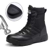TOMITANY【With Steel Toe】Tactical Boots for Men Ultralight Shoes Non Slip Biker Boots Casual Mountaineering Boots Safety Shoes for Men Anti-smash-proof Safety Shoes Steel Toe Steel Non-slip Work Shoes