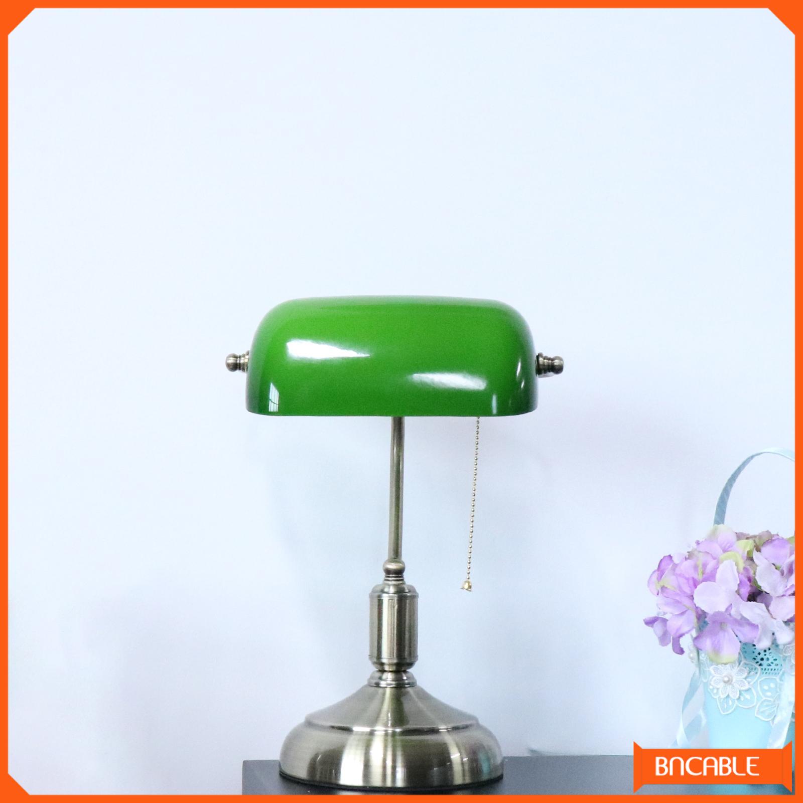 BNCABLE Classical Vintage Banker Lamp Table Lamp E27 with Switch Green Glass Lampshade Cover Desk Lights for Bedroom Study Home Reading