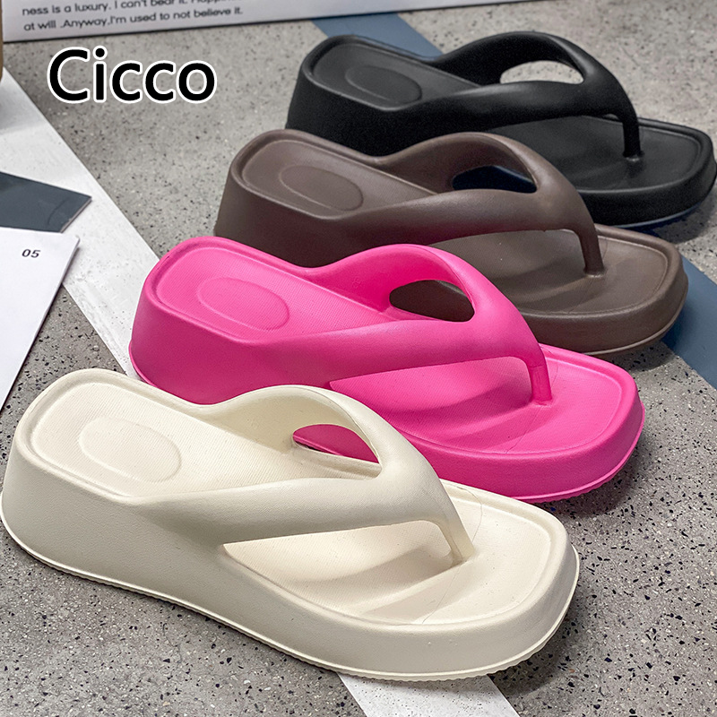 Xăng-đan nữ Cicco Dép lê đế cao đế xuồng mùa hè dép đế giày chống trượt cho nữ