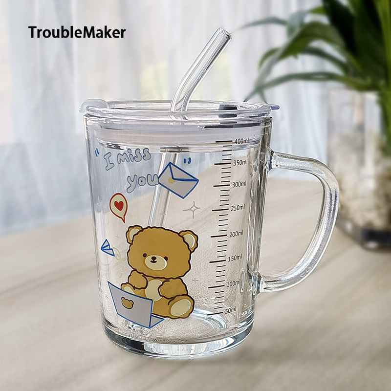 TroubleMaker [Code CLS2404A Discount 30k Order 150k] Cute Baby Cartoon Printed Milk/Dessert Glass Cup ราคา 57 บาท*ส่งฟรี