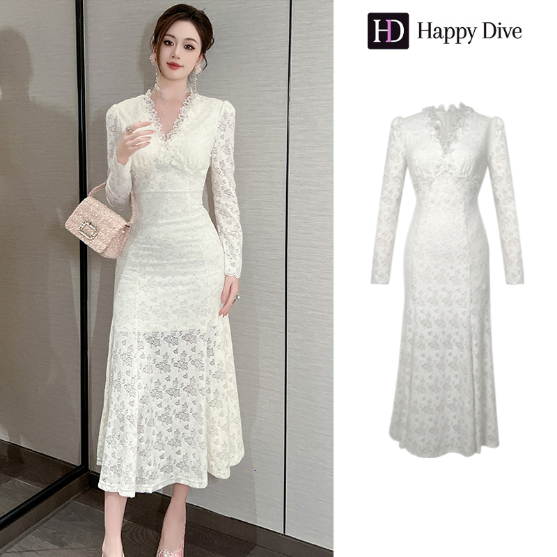 Happy Diva เดรสผู้หญิง เดรสสีขาว เดรสหางปลา เดรสลูกไม้ เดรสทำงาน เดรสไฮโซ เดรสวินเทจ เดรสออกงาน เดรสปาร์ตี้ ชุดราตรี 40625 ราคา 1,659 บาท*ส่งฟรี