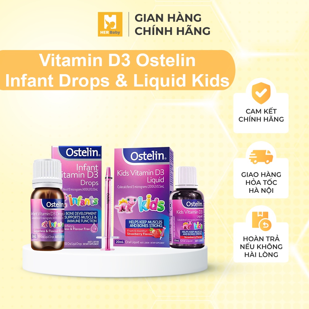 Vitamin D3 Ostelin Infant Drops Liquid Kids Dạng Nhỏ Giọt và Dạng Nước
