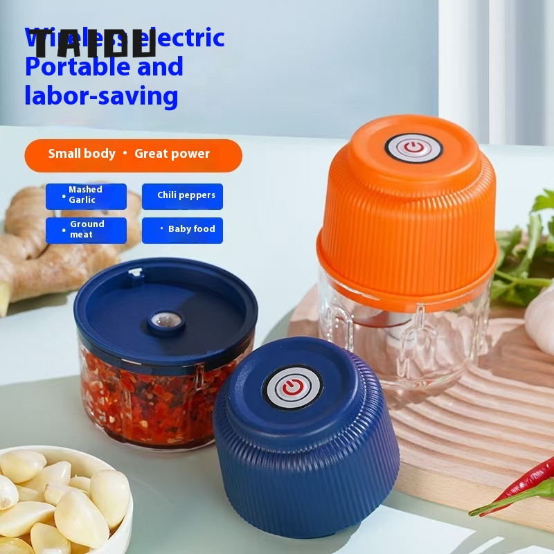 TAIDU Household Small Garlic Press Automatic Kitchen Garlic Cooking Machine Meat Grinder Electric Garlic Cooking Machine Garlic Grinder ราคา 122 บาท*ส่งฟรี