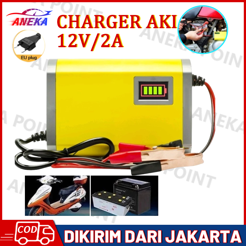 【Cod】Portable Battery Charger 12V 2A/Battery Charger 12V3Ah-20Ah Portable Battery Charger 12V 2A Battery Charging Tool /Car Truck Motorcycle Battery Charger 12V 2A 2 Led Variants Harga 21,445 rupiah*Gratis Ongkir