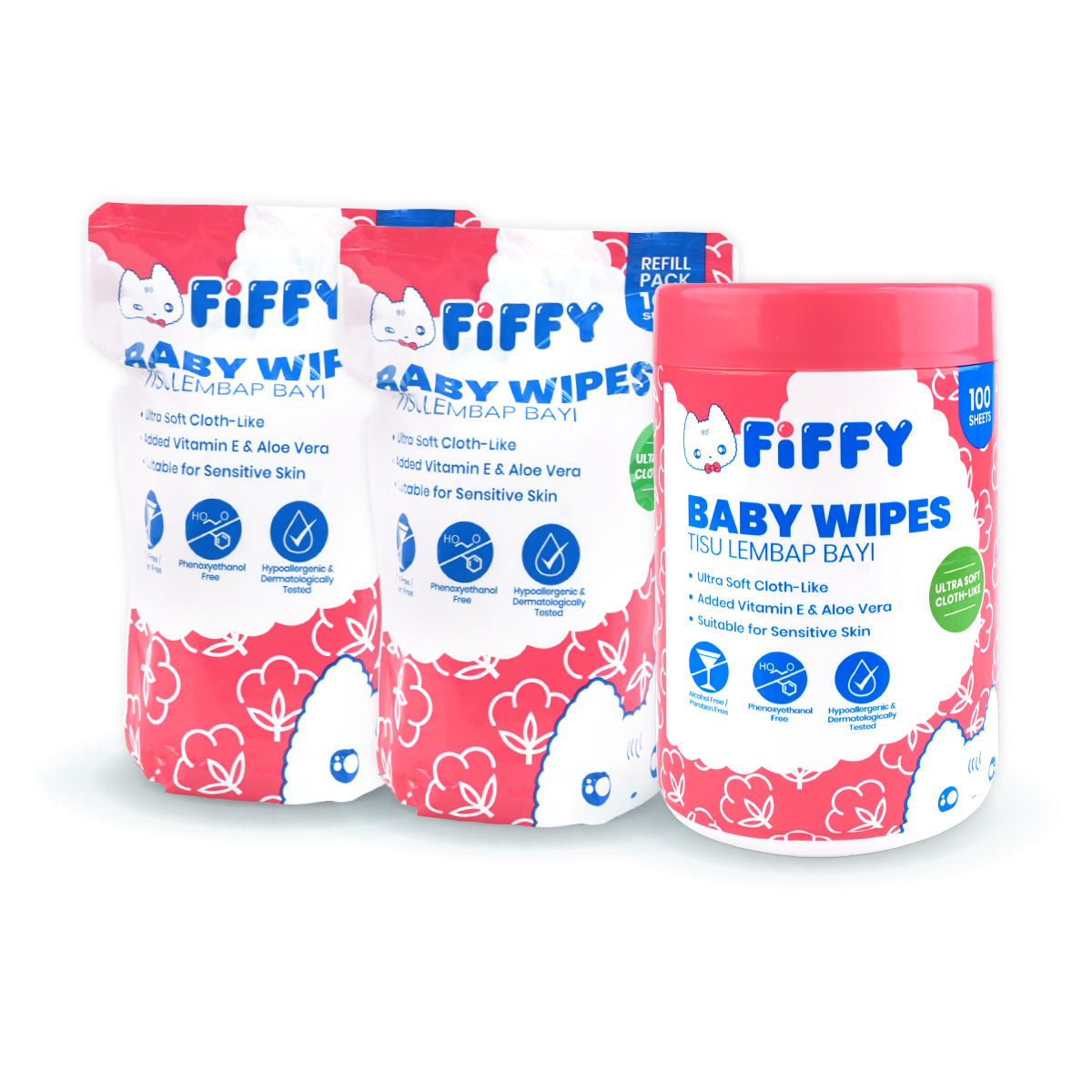 FIFFY ULTRA SOFT WIPES COMBO PACK (1 CAN + 2 REFILL PACK) TISU BASAH (98-032)