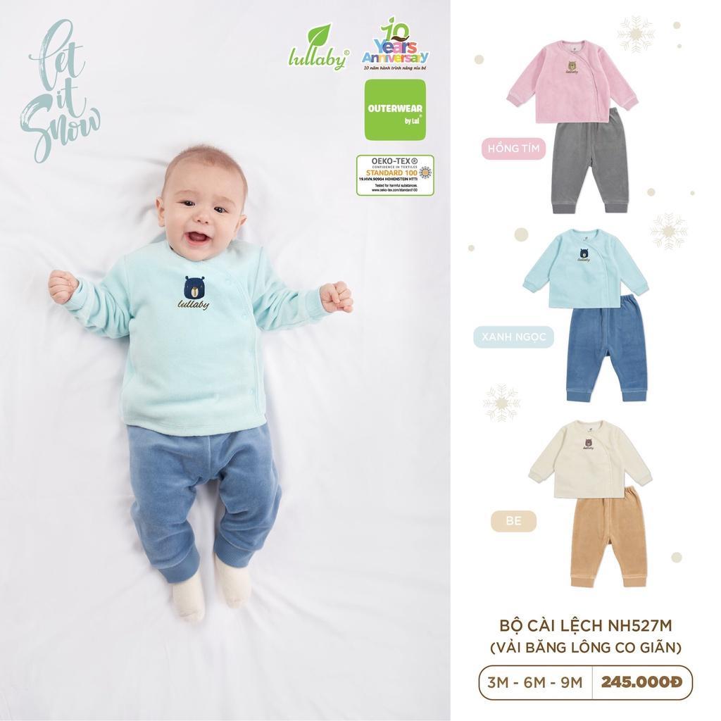 Lullaby - bộ cài lệch vải băng lông co giãn cho bé nh527m