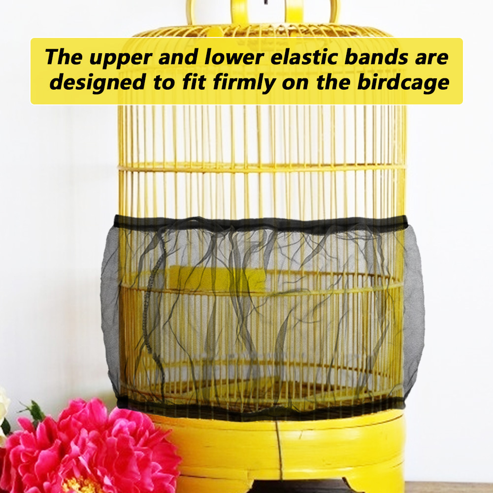 5TH Nylon Mesh Bird Cage Cover Parrot Cage Net Easy Cleaning Seed Catcher Accessory - 7