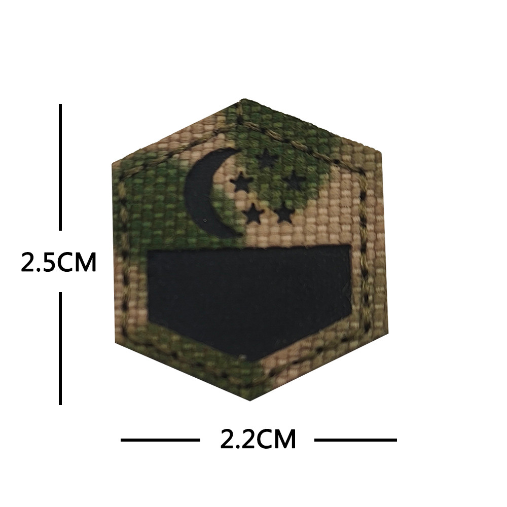 Reflective IR fabric + luminous mini Singapore hexagonal flag morale stamp 3D Velcro Patch /Badges/armband/Emblem Decorative For Jackets Jeans Backpack cap