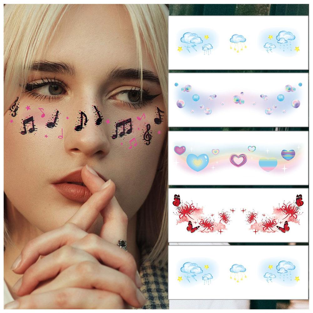 Face Tattoo Fashion Waterproof Temporary Female Party Makeup Sweet Beauty Tattoo Cute R7N5 Series