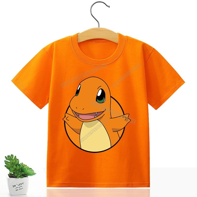2025 Năm Mới Cotton Cổ Tròn Tay Ngắn T Áo Sơ Mi Dành Riêng Cho Mùa Hè Phong Cách Mới Pokemon Họa Tiế
