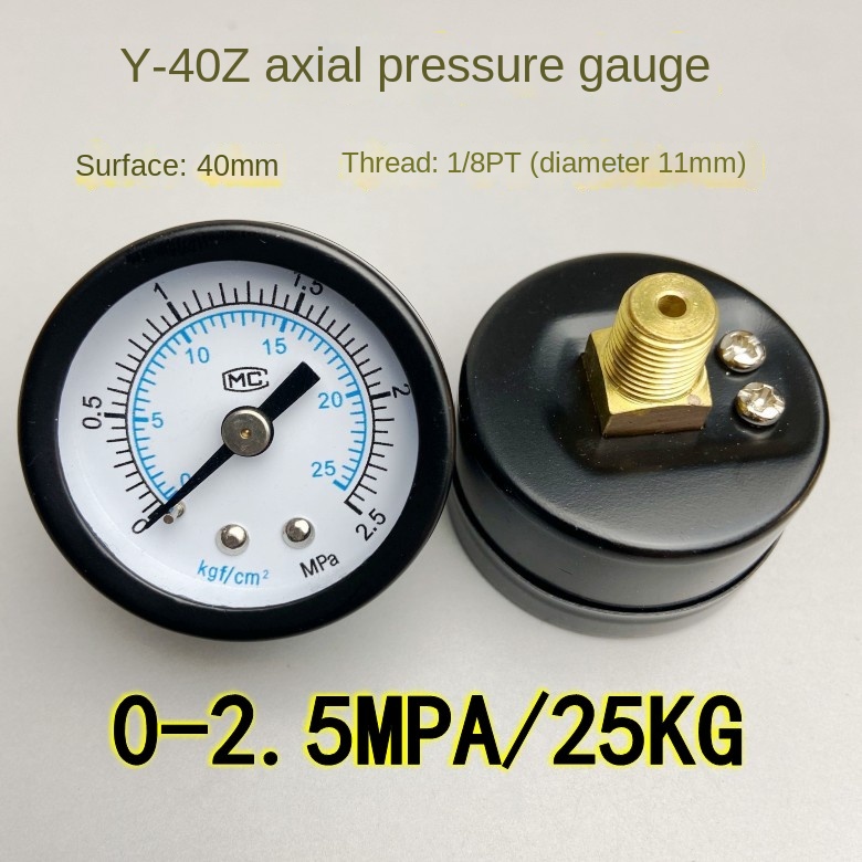 Đồng hồ áp suất Y-40Z 0-2.5MPa/25Kg - Đo áp suất chân không, khí nén, nước