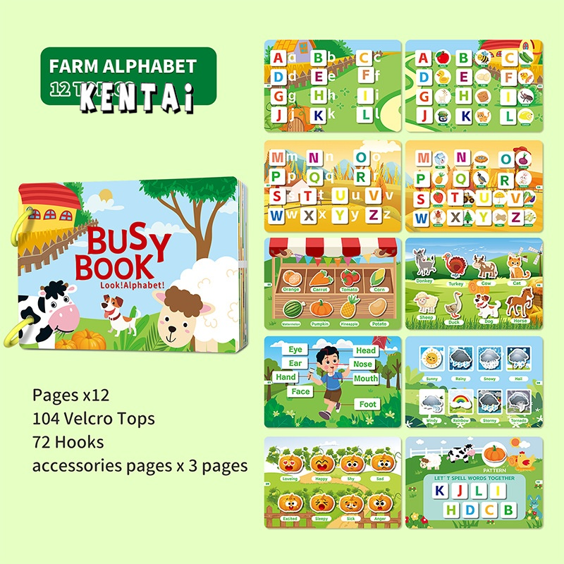 Interactive Farm Alphabet Busy Book for Kids Learning ราคา 46 บาท*ส่งฟรี