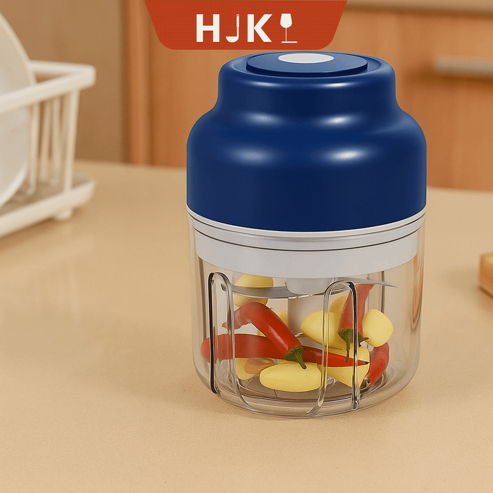 HJKL 320ml Máy xay tỏi điện Nhựa 6 lưỡi dao bằng thép không gỉ Dụng cụ nhổ tỏi Thực tế USB có thể sạc lại Máy chế biến thực phẩm dành cho gia đình