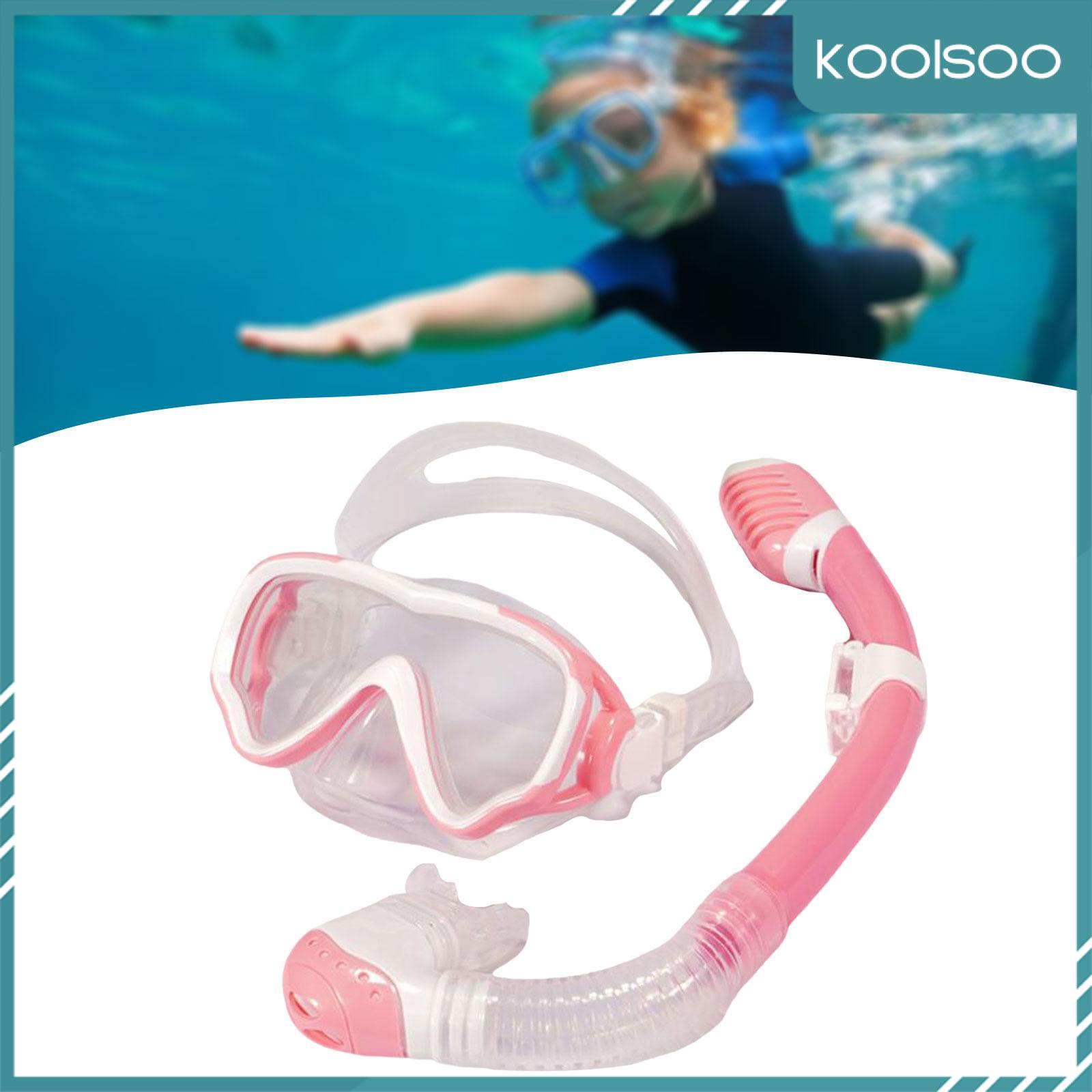 Koolsoo trẻ em Bộ ống thở khi lặn bơi kính lặn chuyên nghiệp băng co giãn có thể điều chỉnh Silicone ống ngậm cho hồ bơi thể thao dưới nước tuổi 5-15