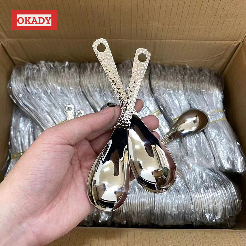 Spoon Stainless steel hammer spoon Household thickened food spoon Children's eating spoon High value dessert spoon ราคา 11 บาท*ส่งฟรี
