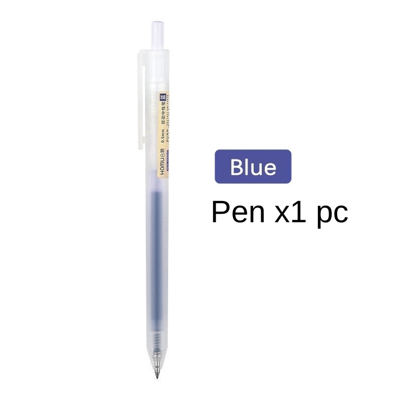 Bút Bi Mực Gel Baijin bản dupe Muji Thân Mờ Ngòi 0.5mm 3 Màu Xanh Đen Đỏ Viết Trơn Ra Đều Bấm Nút B18 RB11