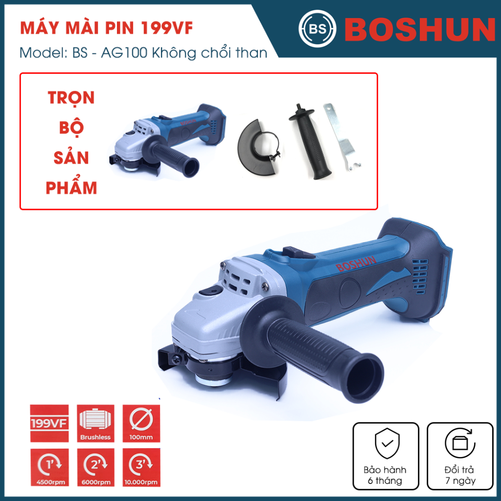 Thân máy Mài Pin Boshun BS - AG100B - Không Chổi Than BS - AG100B