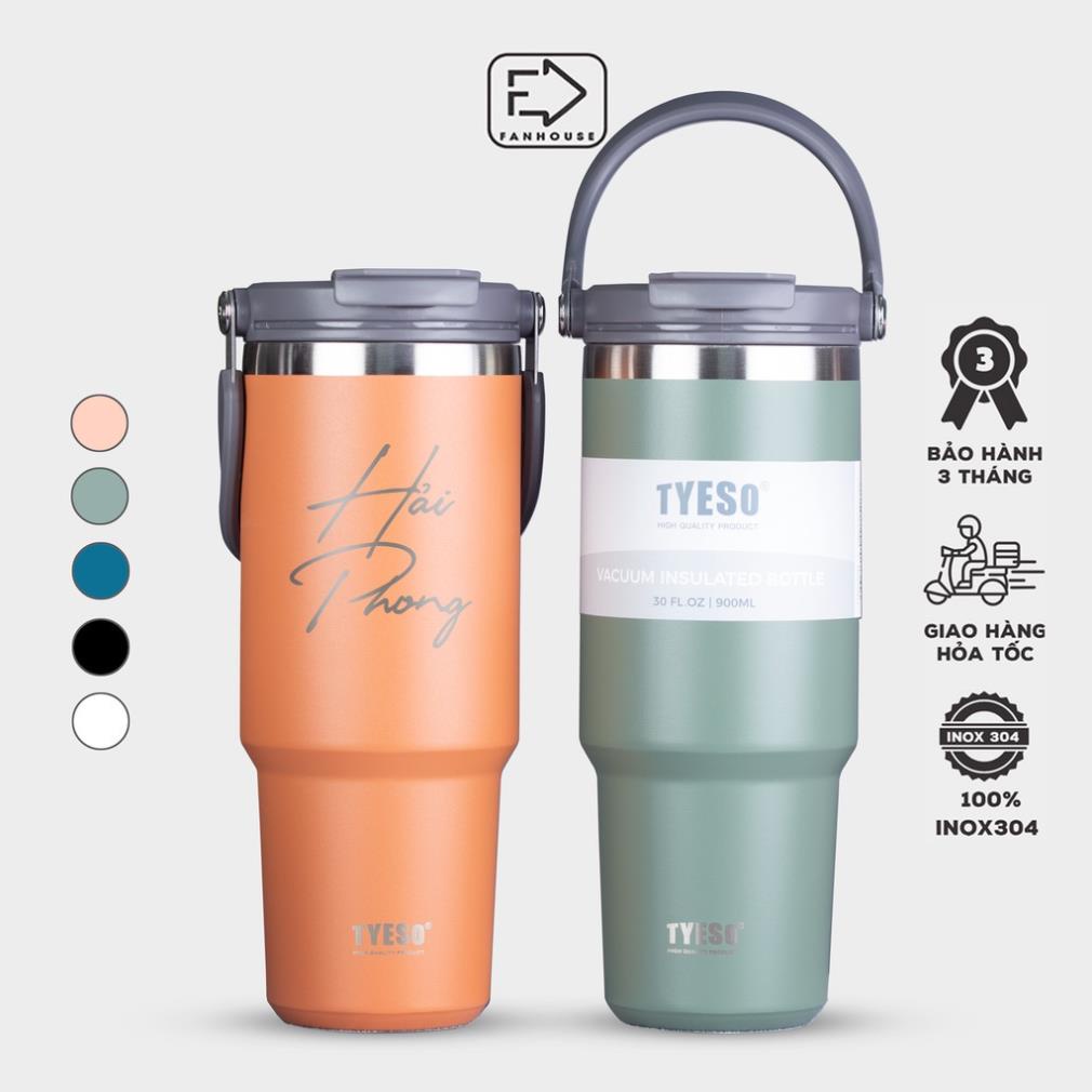 Ly giữ nhiệt cao cấp Tyeso V2 900ml cốc nước giữ nhiệt thể thao Fan House bình có ống hút
