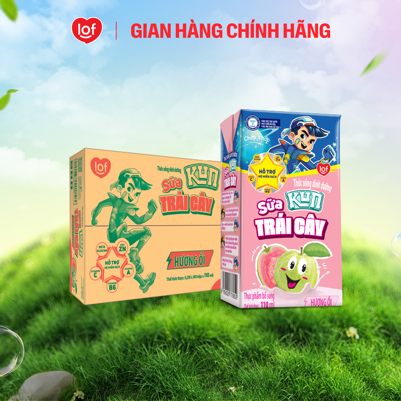 Sữa trái cây Kun vị ổi thùng 48 hộp x 110ml