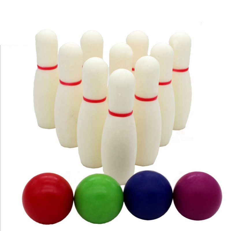 Children's Bowling Toy Set with 10 Bowling Pins 4 Balls Bowling Set Skittles Table Game Toys Parent-Child Table Game