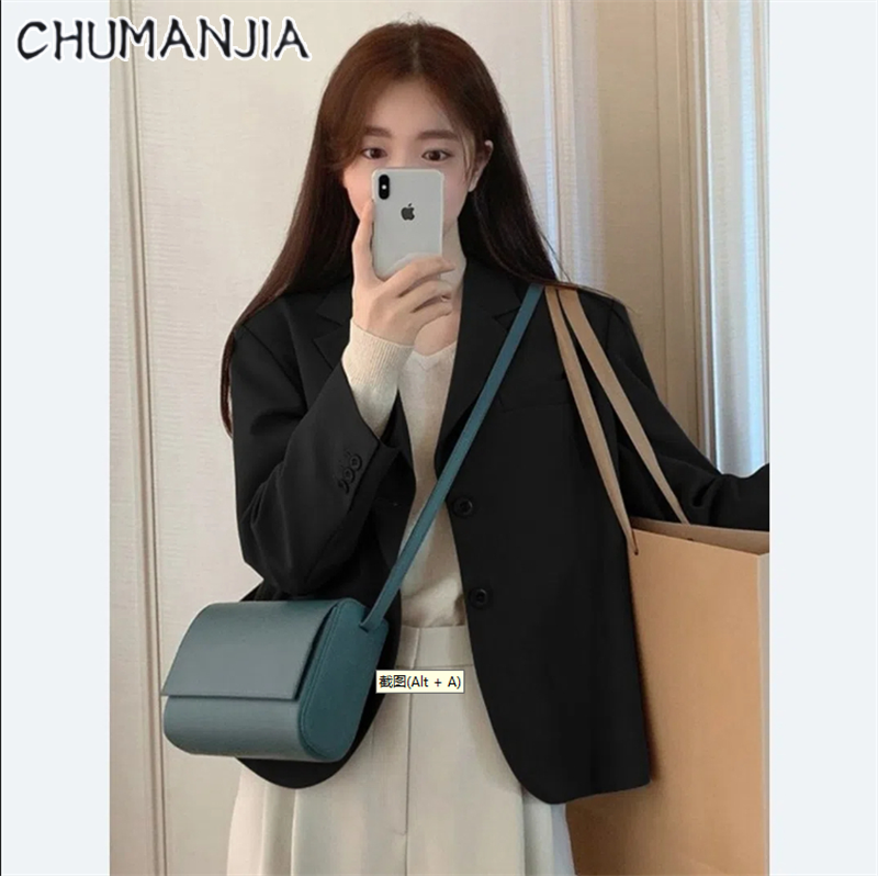 CHU MAN JIA Solid color short blazer for women