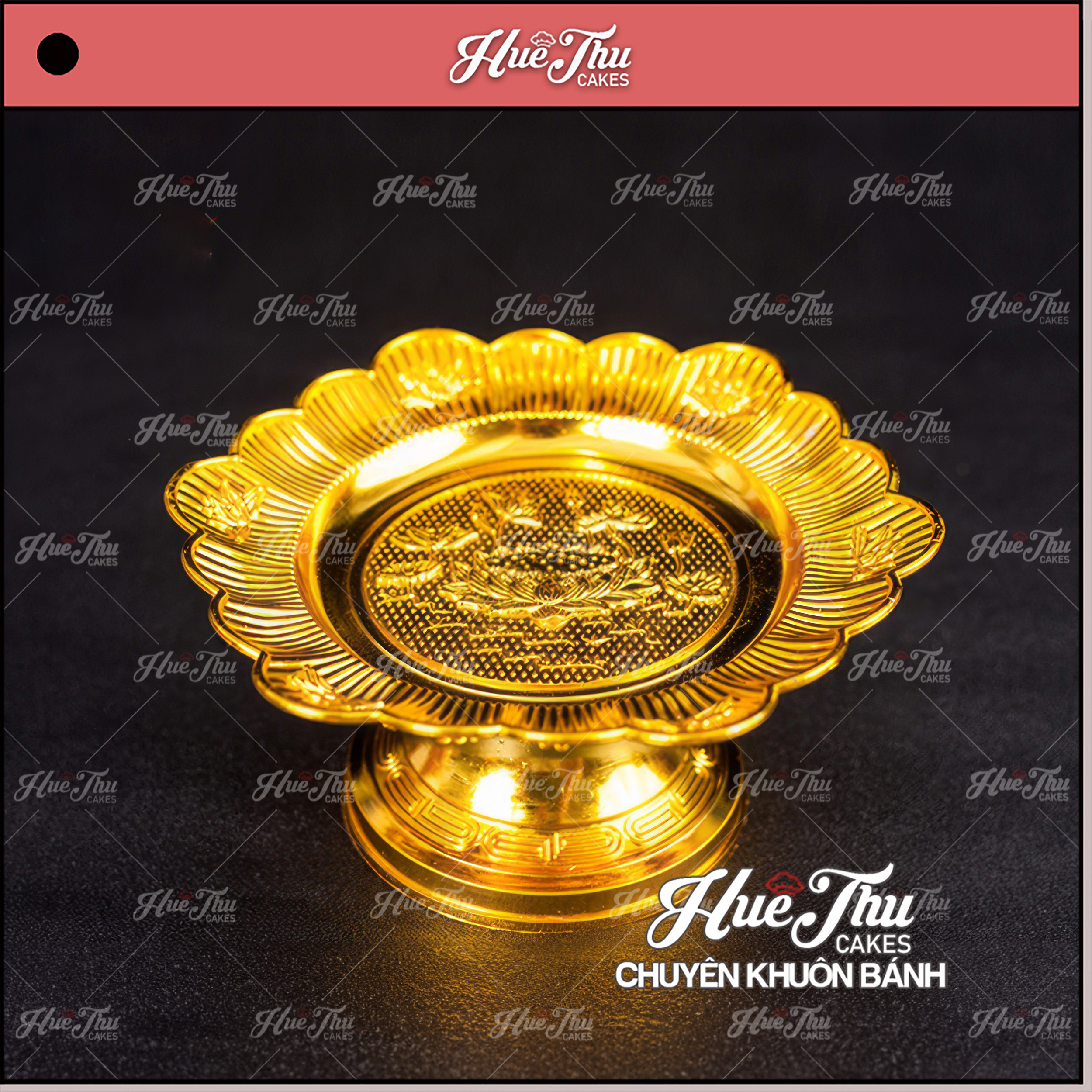Mâm Ngũ Quả Hoa Sen Vàng 20cm, mâm bồng, đĩa đựng trái cây nhựa, đĩa thờ cúng
