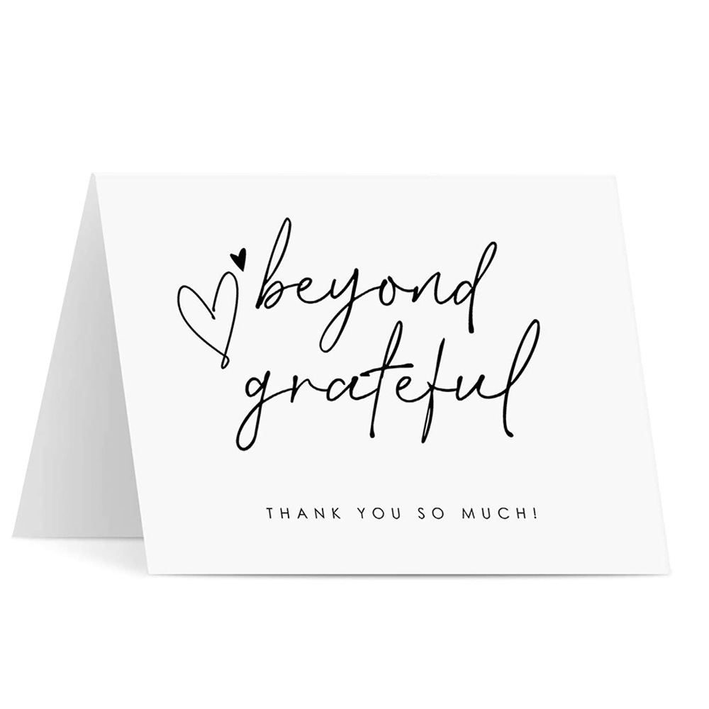 {SG}10 Pcs/Pack Greeting Cards White Folding Cards Large Size Thank You Card Handwritten Card