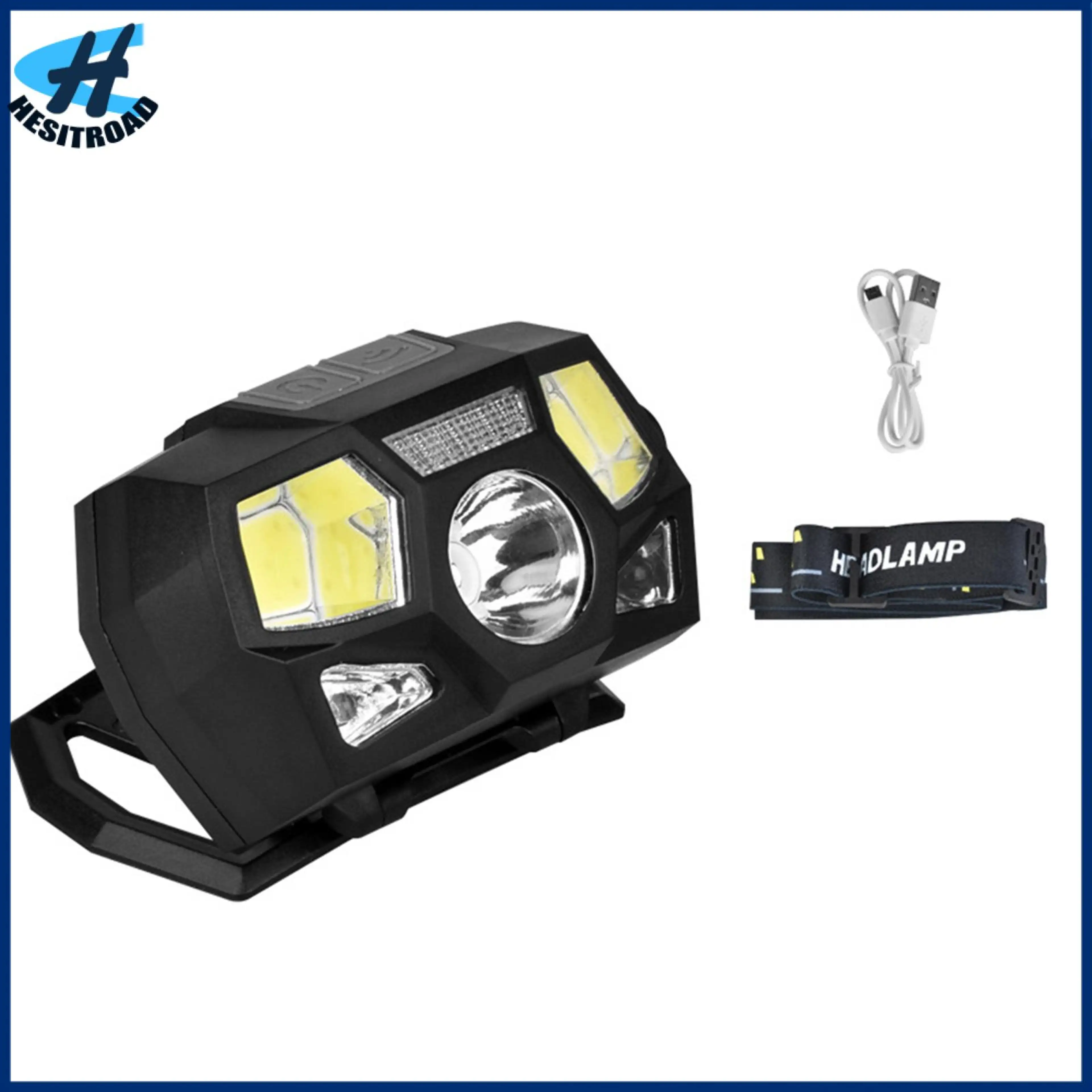 Bucwxa Night Fishing Headlamp Rechargeable Waterproof Sensor Head Lamp