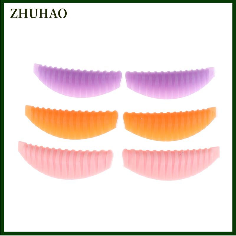 ZHUHAO 4 cặp tái sử dụng lông mi nâng Pad Silicone cán Pad sọc dọc Perm thanh 3D lông mi mở rộng Curler công cụ trang điểm