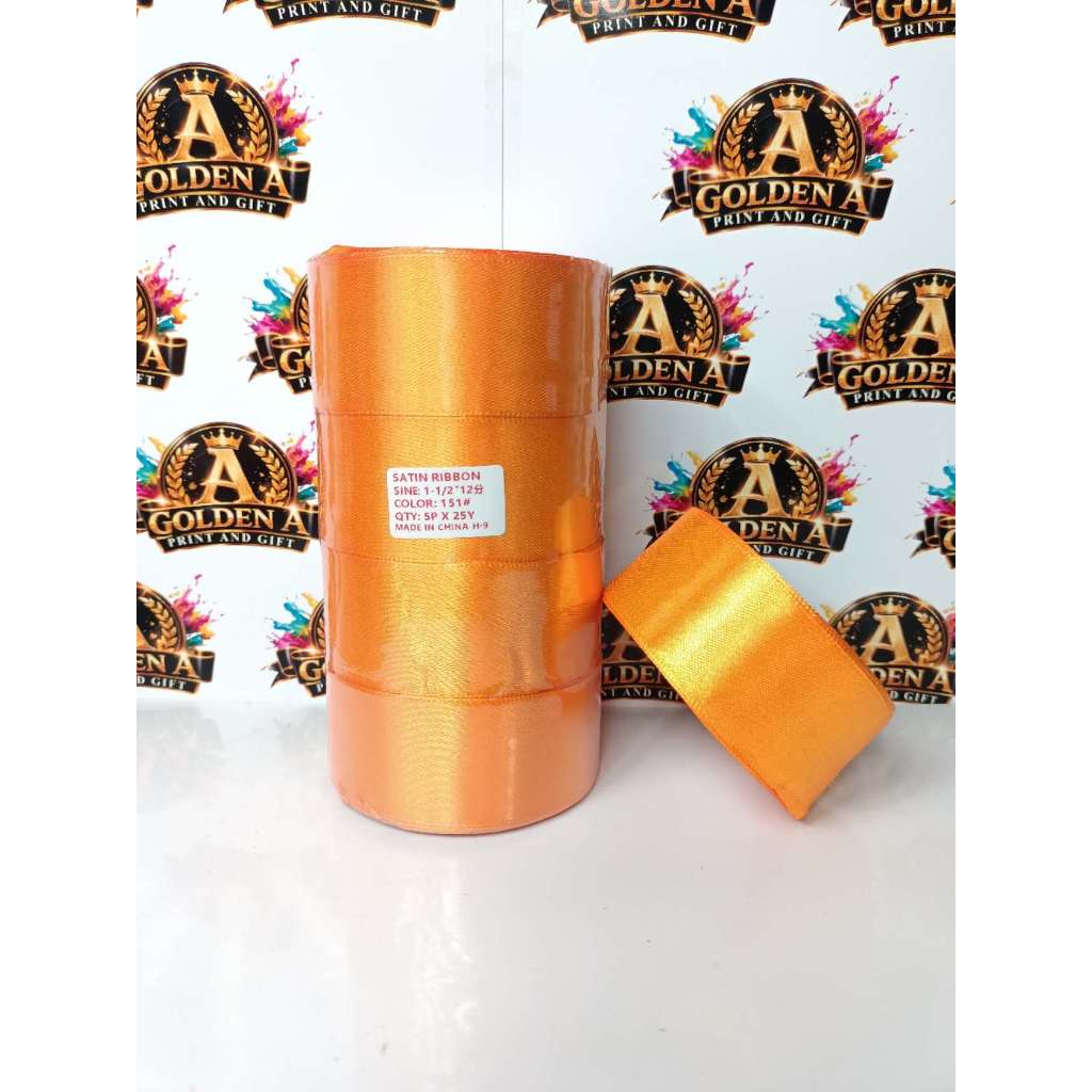 4CM * 25YARDS SATIN RIBBON ORANGE SHADES 1 ROLL DIY FLOWER GIFT WRAP