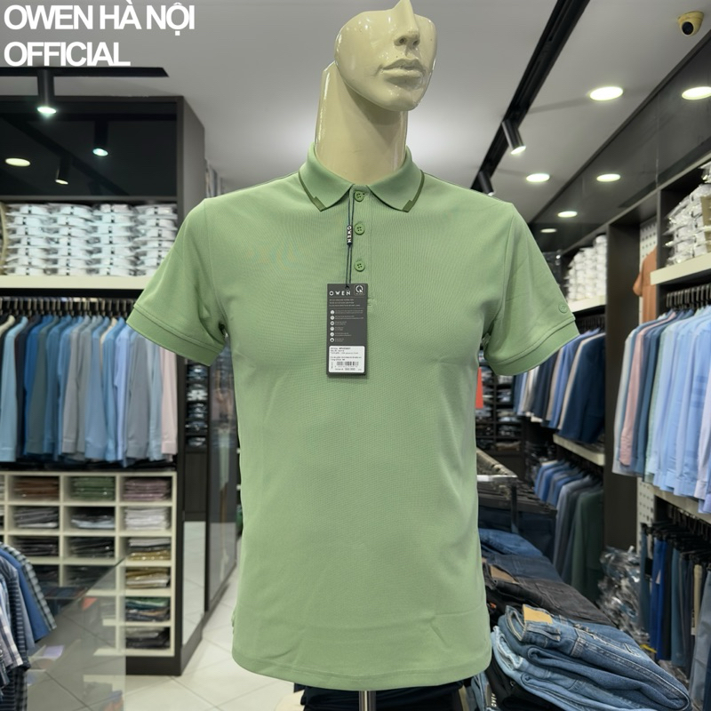 Áo polo nam Owen màu xanh lá body fit APV253657