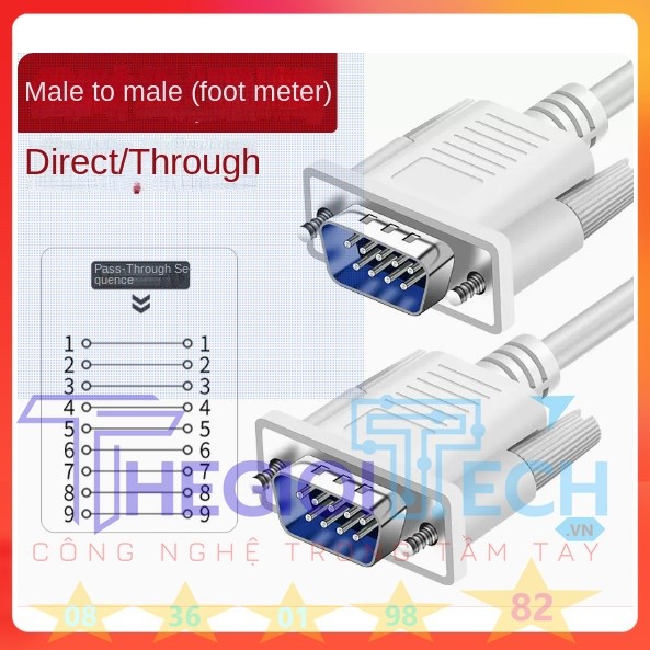 [Cáp COM DB9 RS232 Đực-Đực] Màu Trắng - Dài 5m | 9 Sợi Đồng | Kết Nối Modem, Máy Chấm Công, Thiết Bị Công Nghiệp | Chính Hãng