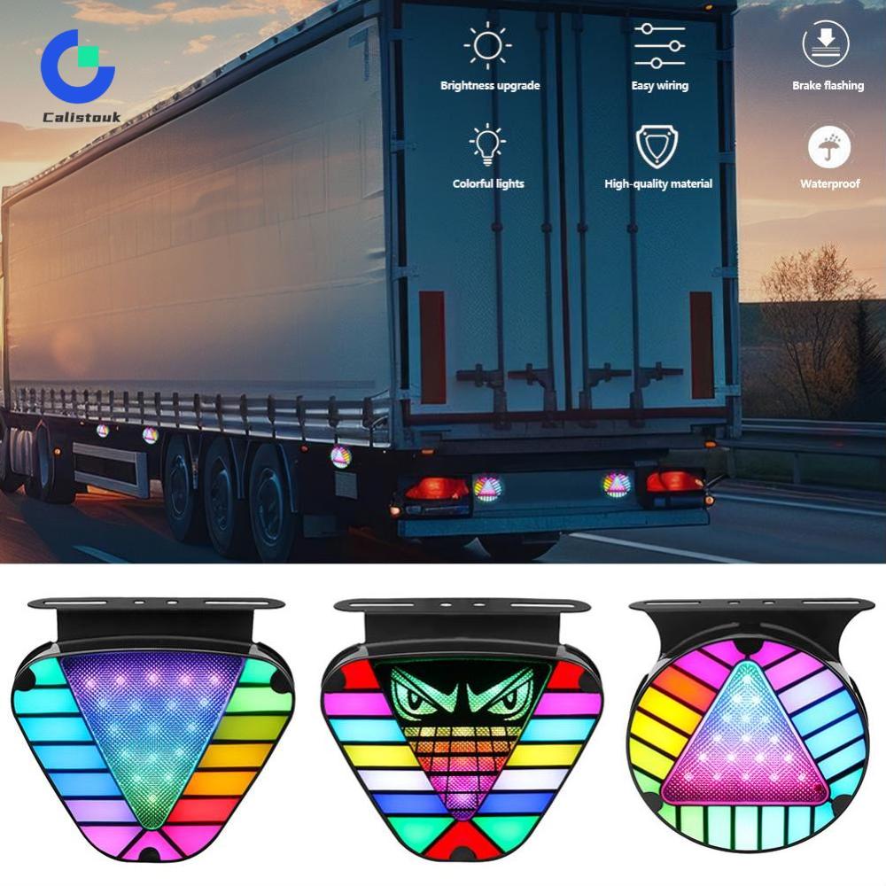 Calistouk Xe Xe Xe Tải Đầy Màu Sắc Phanh đèn tín hiệu Tam Giác Sporty LED đèn sương mù phía sau Đuôi đèn phanh Thứ Ba Đuôi Dừng đèn nhấp nháy đèn LED