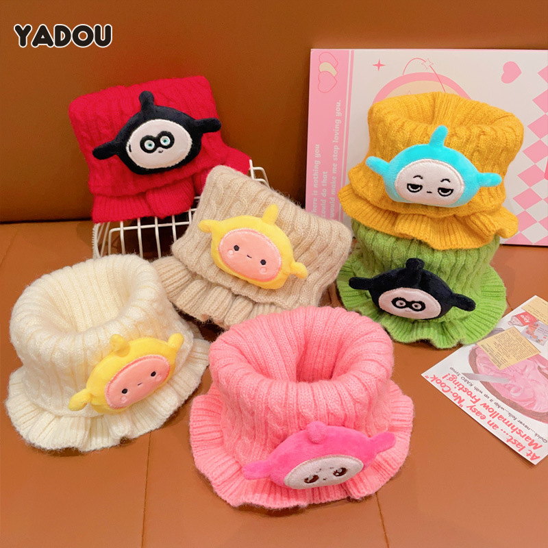 YADOU Children's knitted neck scarf for boys and girls, cute cold-proof and warm neck scarf, baby cartoon woolen scarf ราคา 155 บาท*ส่งฟรี