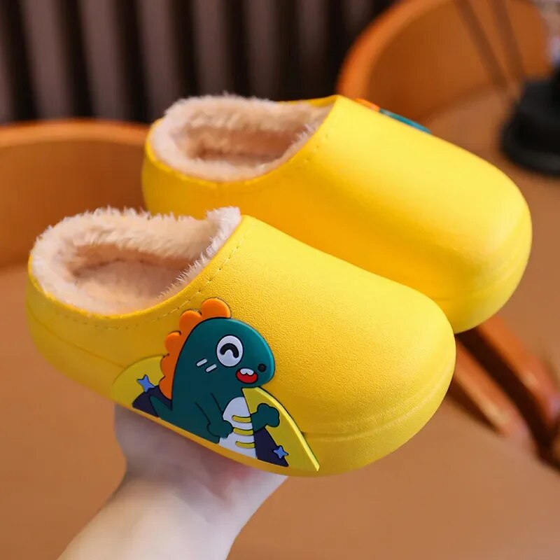 Cartoon Children's Slippers Winter Kids Shoes Warm Waterproof Non-slip Girl Home Indoors Slippers Boy Parent-Child Cotton Shoes