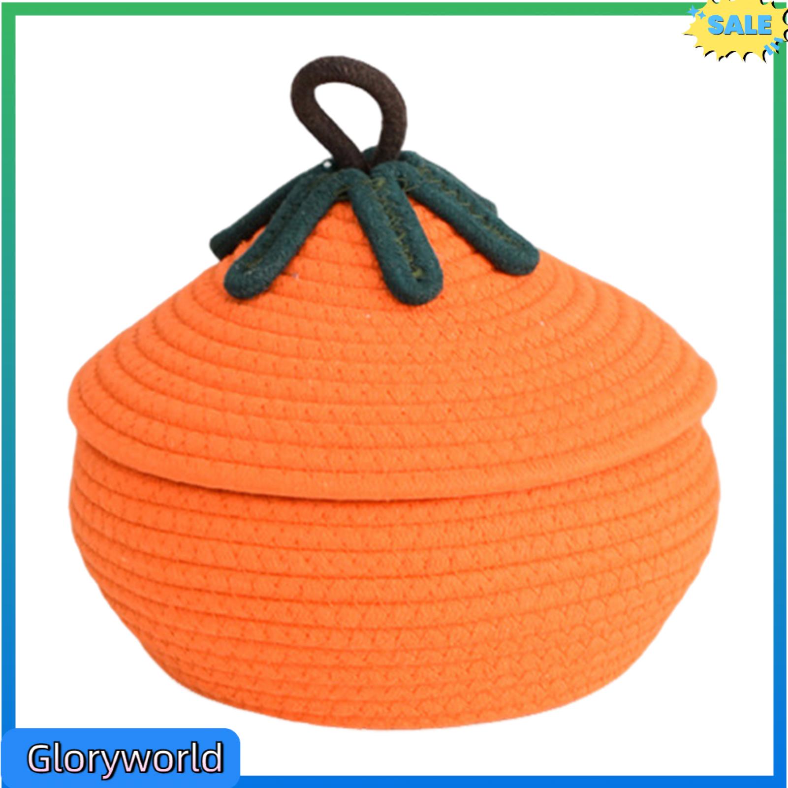 Gloryworld Candy Organizer Basket Natural Rope Handmade Basket Handwoven Pumpkin Basket for Halloween Treats Perfect Candy Storage Container for Trick or Treat Fun