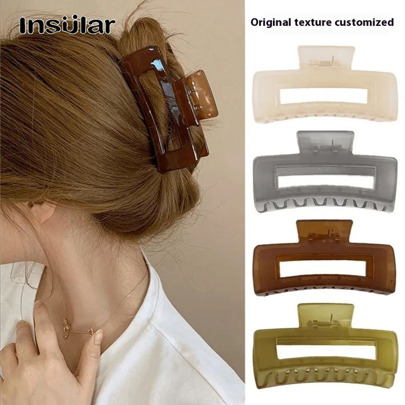 Insular Barrettes Square Barrettes Acrylic Jaw Clip Fashion Hairstyle Essential Hair Accessories ราคา 39 บาท*ส่งฟรี